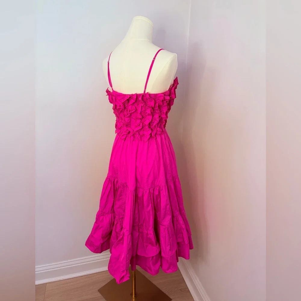 MSGM Fuchsia Ruffled Tiered Midi Dress Size 38 (XS) - Picture 6 of 12